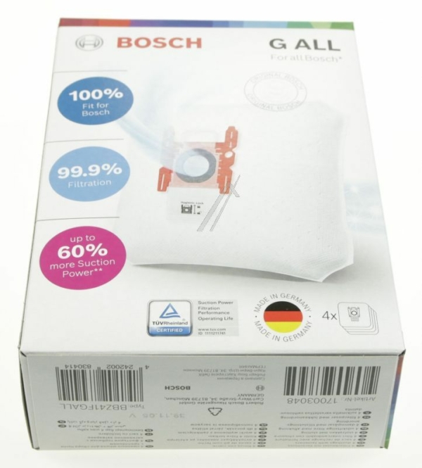 BBZ41FGALL 17003048 STOFZUIGERZAKKEN TYPE G ALL,  4 STUKS VOOR ALLE TYPE G-SERIES