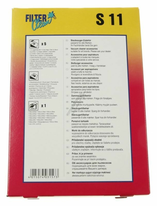 S11 000120NK STOFZUIGERZAKKEN 5 STUKS    2 FILTERS