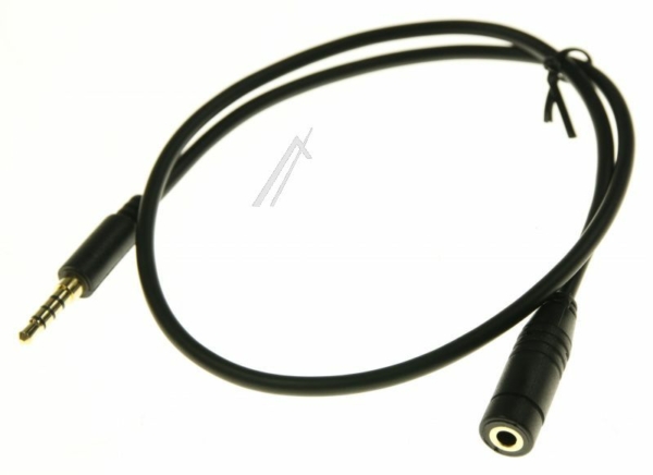VERLENGKABEL AUDIO JACK 3,5 MM STEKER 4-POLIG /  JACK 3,5MM CONTRA 4-POLIG 0,5 M ZWART