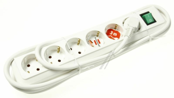 ECO-LINE 1159520400 TAFELCONTACTDOOS MET SCHAKELAAR 6-VOUDIG WIT 3M