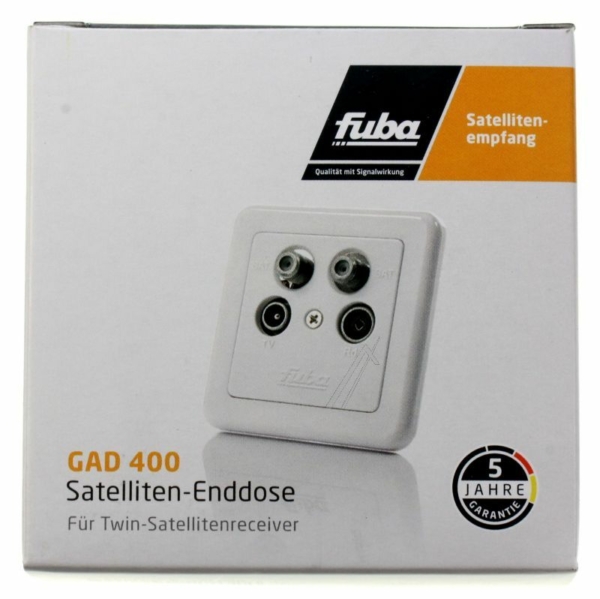 GAD 400 22520051 ANTENNE-EINDDOOS TV/ R/ 2XSAT,  PAREL-WIT,   geschikt voor FUBA