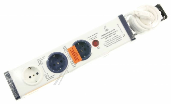 8110-002.01 TAFELCONTACTDOOS 3-VOUDIG MET OVERBELASTINGSBEVEILIGING 1,5M WIT