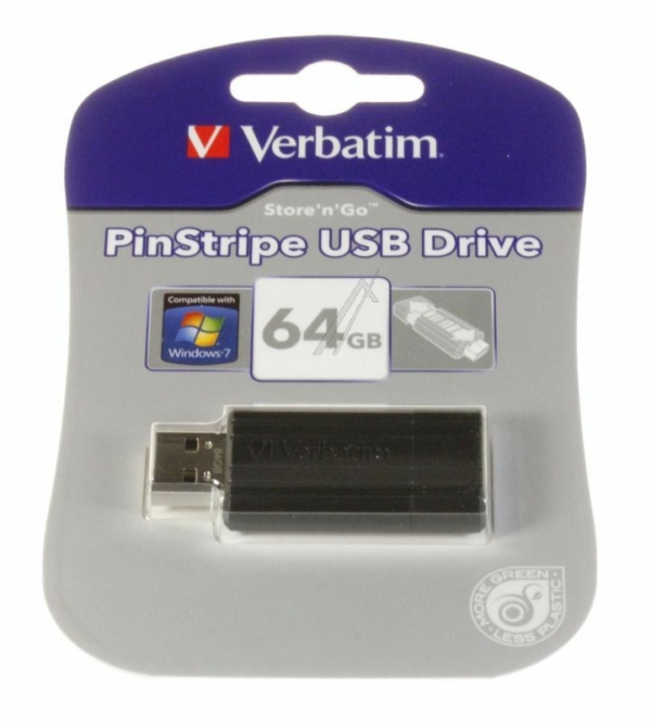 49065 USB DRIVE 2.0 PINSTRIPE 64GB ZWART