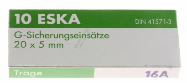 16A-T ZEKERING,  TRAAG,  5X20MM. INH:10 ST. ROHS-CONFORM