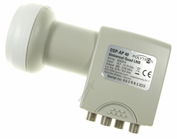 OSP-AP 40 9245314 UNIVERSEEL-QUAD-LNB VOOR AANSL.VAN VIER ONTVANGERS