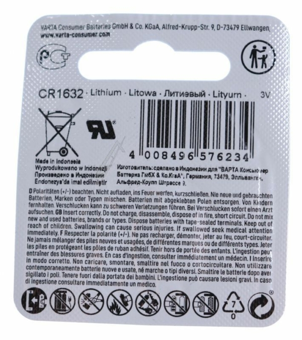 CR1632 06632 101 401 LITHIUM KNOOPCEL 3V-135MAH,  1 OP BLISTER