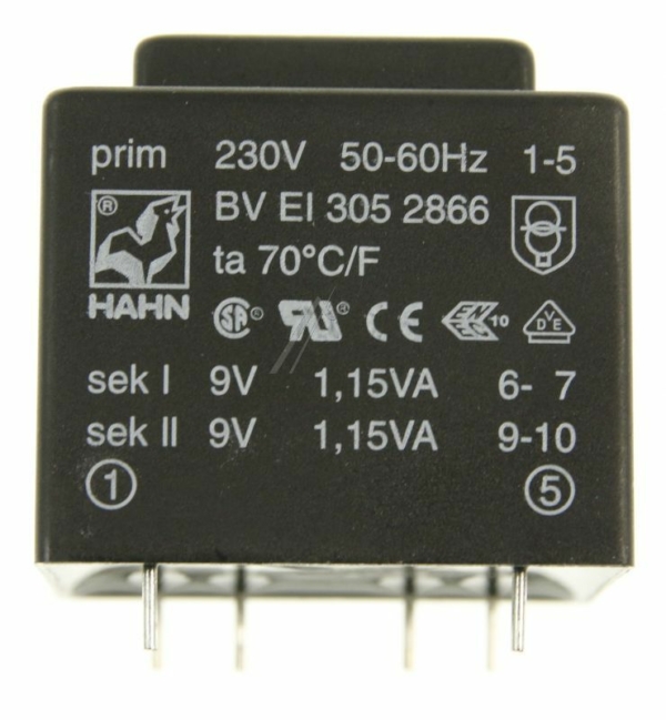 9VX2-128MA BVEI3052866 PRINTTRAFO 230V EI30/ 18 2,3VA