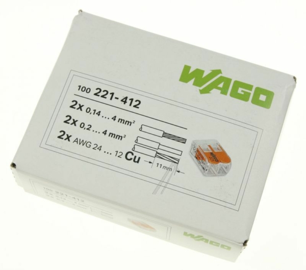 WAGO 221-412 COMPACT VERBINDINGSKLEM 100 STUKS 2-DRAADS TOT 4MM²