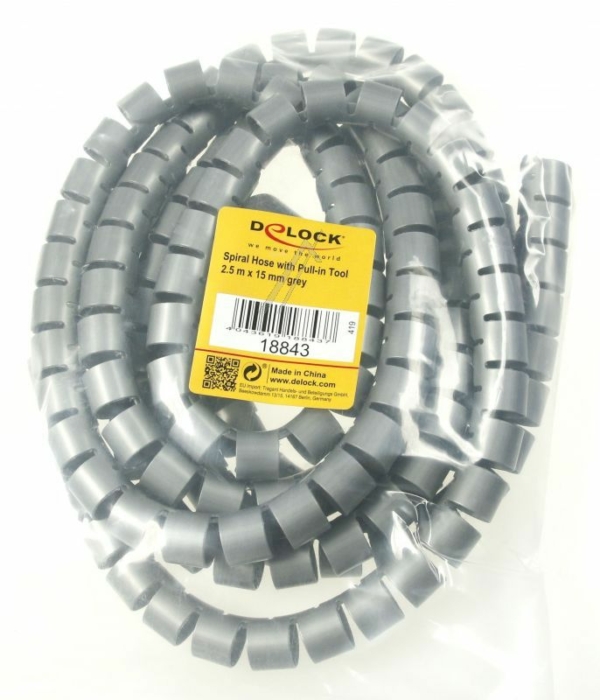 SPIRAAL KABELGOOT MET HULPMIDDEL 2,5 M X 15 MM GRIJS
