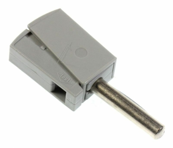 4MM 215-811 BANANENSTEKKER,  GRIJS MET KABELKLEM VERBINDING