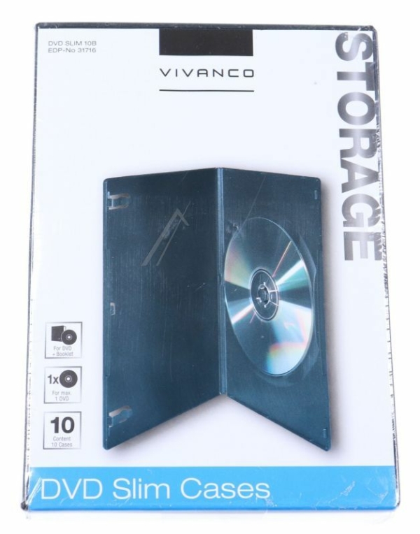 DVD SLIM 10B  DVD SLIM CASE VOOR EEN DVD,  10 ST ZWART