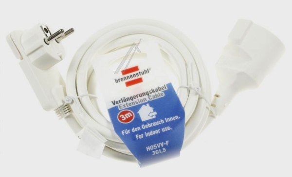 1168980230 HOOFWAARDIGE VERLENGKABEL 3X1,5MM² MET PLATTE STEKER 3MTR