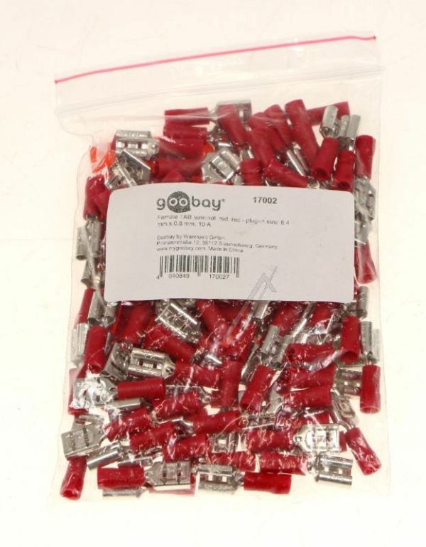 6,3X0,8MM VLAKSTEEKHULS ROOD,  100ST. 6,4X0,8MM.