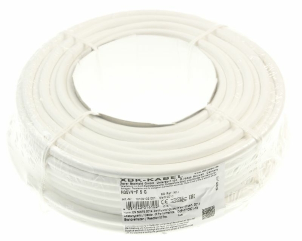 H05VV-F 5G1,5 313.700.02 INSTALL.AANSLUITKABEL BV OVEN WIT,  50M RING,  5X1,5MM²