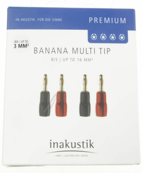 PREMIUM 00814831 BANAANSTEKER-SET 4MM. MULTITIP TOT 6MM²,  4 ST. ROOD/ ZWART