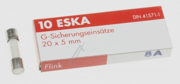 8,0A-F ZEKERING SNEL,  5X20MM.,  INH:10 ST. ROHS-CONFORM