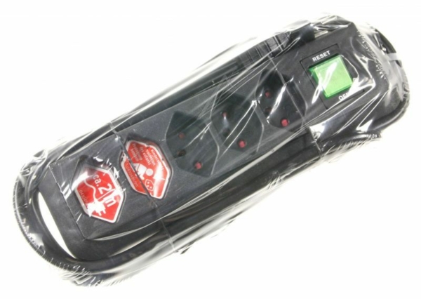 ECO-LINE 1158002 STECKDOSENLEISTE MIT SCHALTER 5-FACH SCHWARZ 2M *CH*