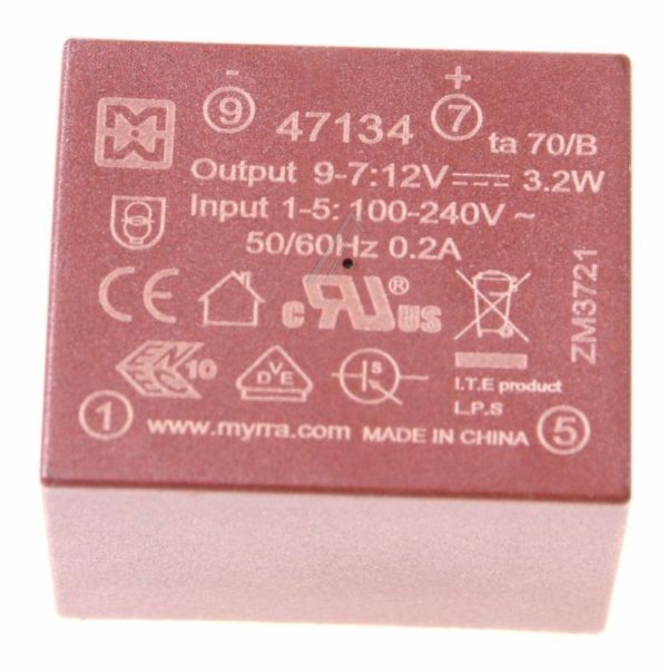 31,7X21,8X26,7MM 47134 MYRRA PRINT-NETZTEIL EI30, 12-VDC,  3,2W
