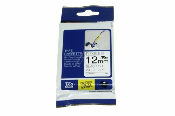 TZE-FX231 INKTLINT BROTHER ZWART/ WIT 12MM/ 8M FLEXI TAPES LAMINI