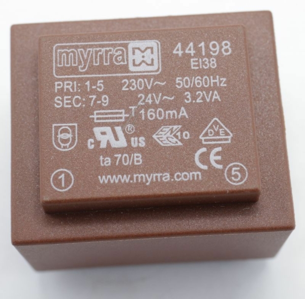 24V-133MA 44198 PRINTTRAFO 230V EI38 3,2VA 35X41X28MM