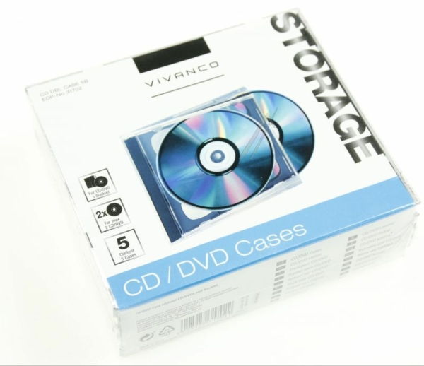 CD DBL CASE 5B 31702 CD JEWEL CASE FÜR ZWEI CD S,  5ER PACK,  SCHWARZ