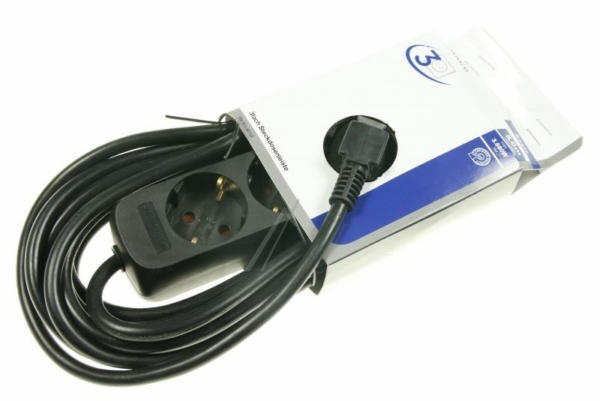 EBL 3B 5 61153 3-VOUD TAFELCONTACTDOOS,  BASIS ,  ZWART,  5 METER