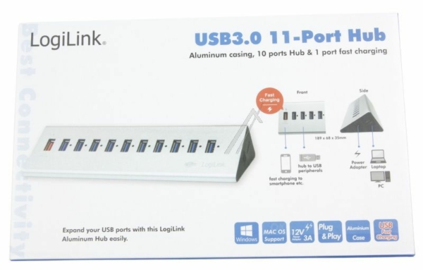 USB3.0 HUB 10-POORT    1 QUICKCHARGE