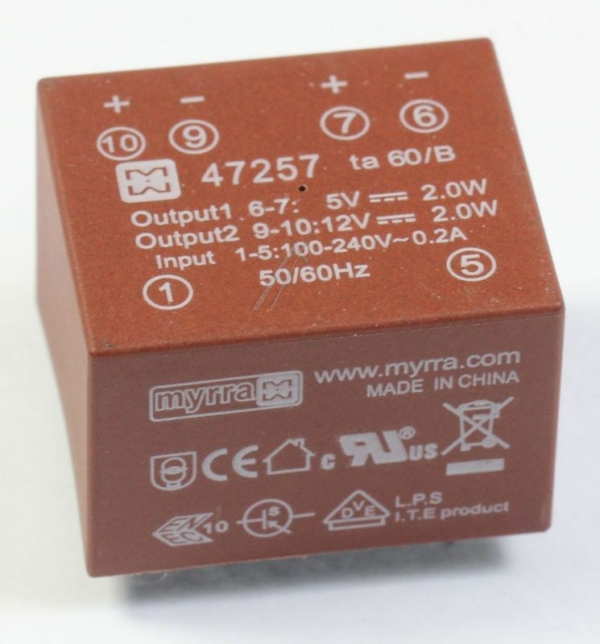 31,7X21,8X26,7MM 47257 MYRRA PRINT-NETZTEIL EI30, 5/ 12-VDC,  4W