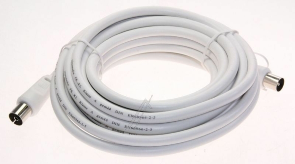 COAX-AANSLUITKABEL STEKER/ CONTRA CLASS:A,  WIT 5,0MTR.