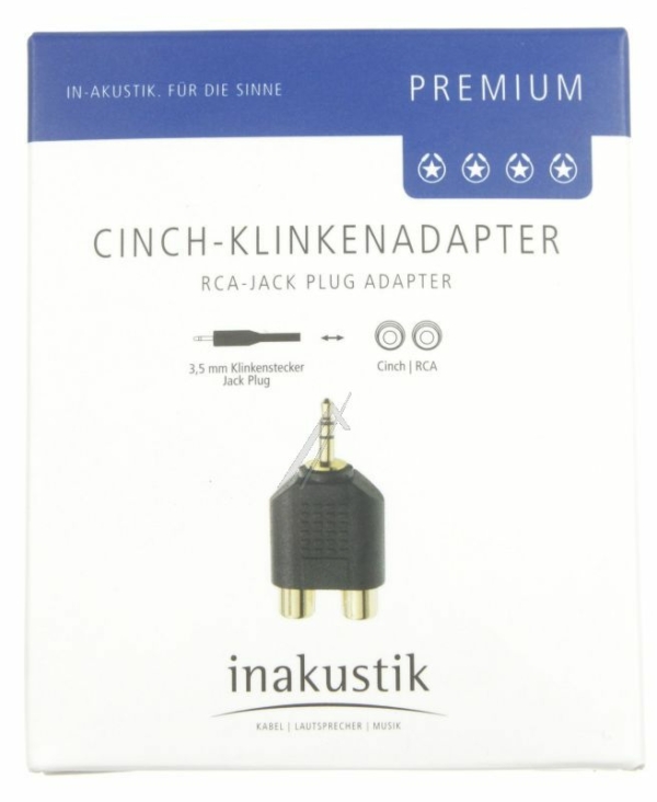 0081381 AUDIO-ADAPTER 3,5MM. JACK-STEKER /  2X CINCH-CONTRA,  VERGULD