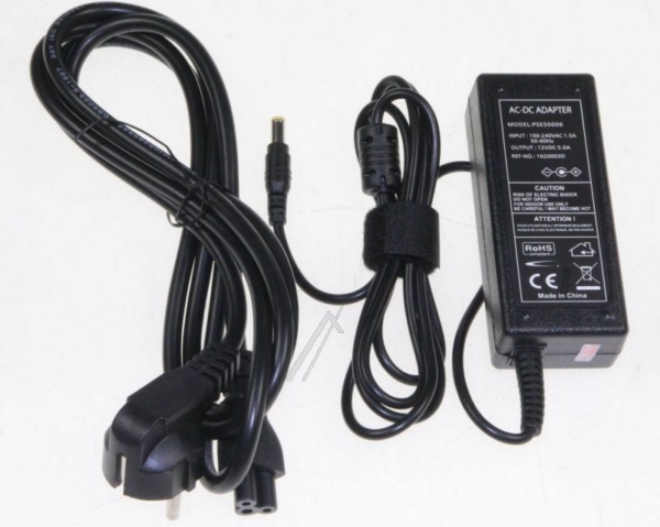 12V-5A-60W PSE50006 EU EXTERNE VOEDING 12V-5,0A VOOR LCD-TV/ -MONITOR