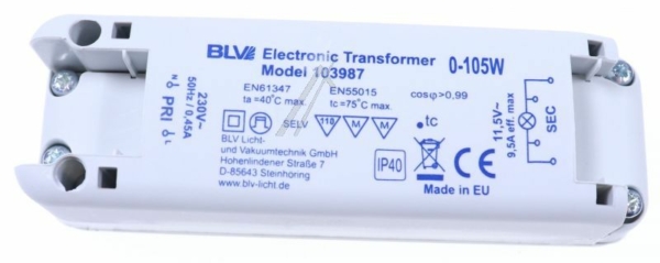 12VAC 0-105W 456002 TRANSFORMATOR VOOR HALOGEEN OF STANDAARD LED-LAMPEN