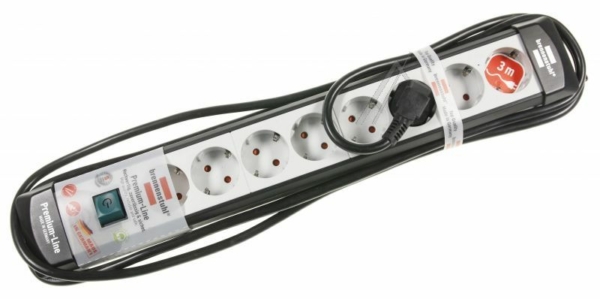 PREMIUM-LINE 1951580100 STECKDOSENLEISTE 8-FACH SCHWA RZ/ LICHTGRAU 3M H05VV-F 3G1,5