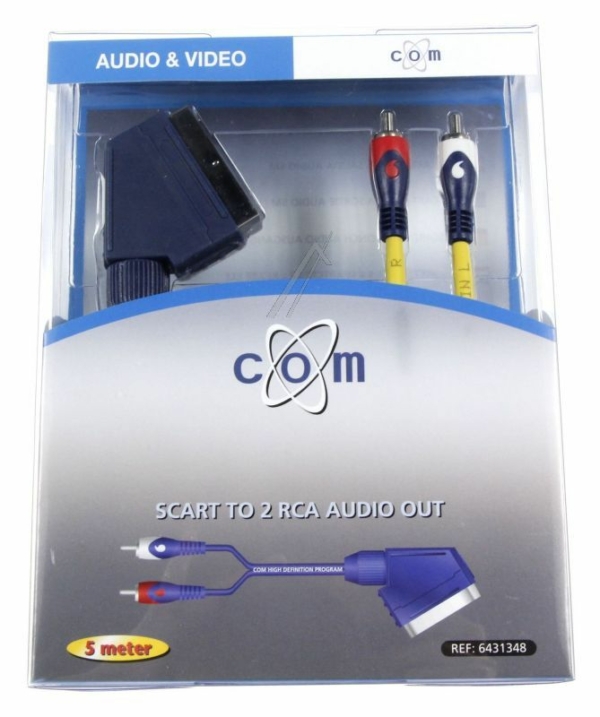 SCART-STEKER/ 2X CINCH-STEKER ( geschikt voor AUDI  O-L/ R) 5,0MTR.