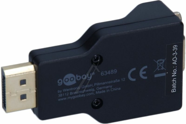 63489 DISPLAYPOORT/ VGA ADAPTER 1.1, VERGULD