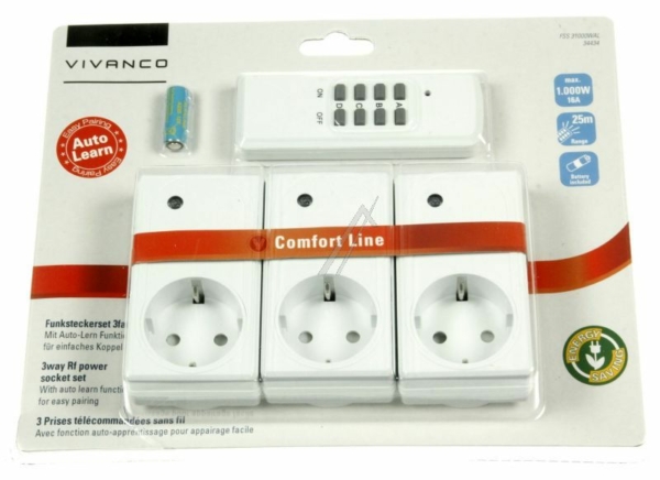 FSS 31000WAL  STEKERSET DRAADLOOS 3-VOUDIG 1.000W AUTO LEARN WIT