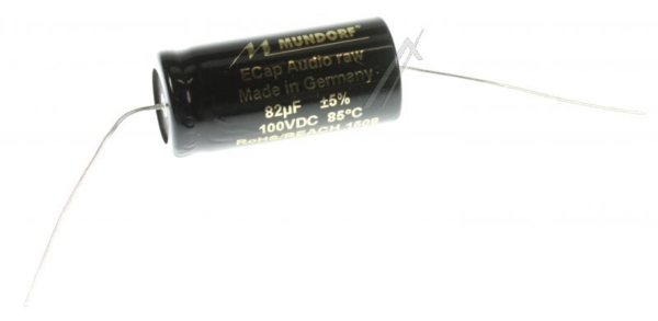 82UF-100V ECAP100-82 AUDIO ELCO AXIAAL 85° BIPOLAIR RUW,  18X39MM.