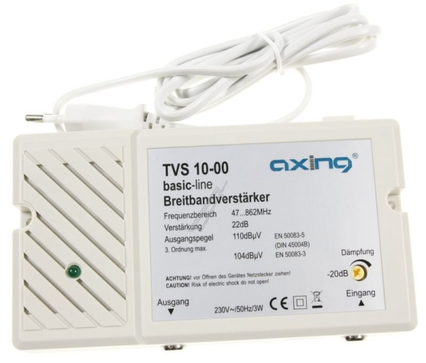TVS 10-00 TVS01000 BREITBANDVERSTÄRKER,  KABELTAUGLICH - FÜR KL. BK- UND TERR. N