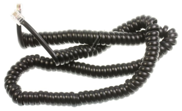TELEFOONSNOER RJ10, 4P/ 4C,  4,0MTR. ZWART,  SPIRAAL