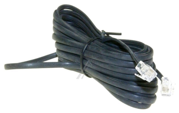 TELEFOONSNOER RJ11, 6P/ 4C,  6,0MTR. ZWART,  1:1
