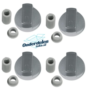 UNIVERSELE KNOPPENSET 4 ST. VOOR GASFORNUIZEN ZILVER/ GRIJS